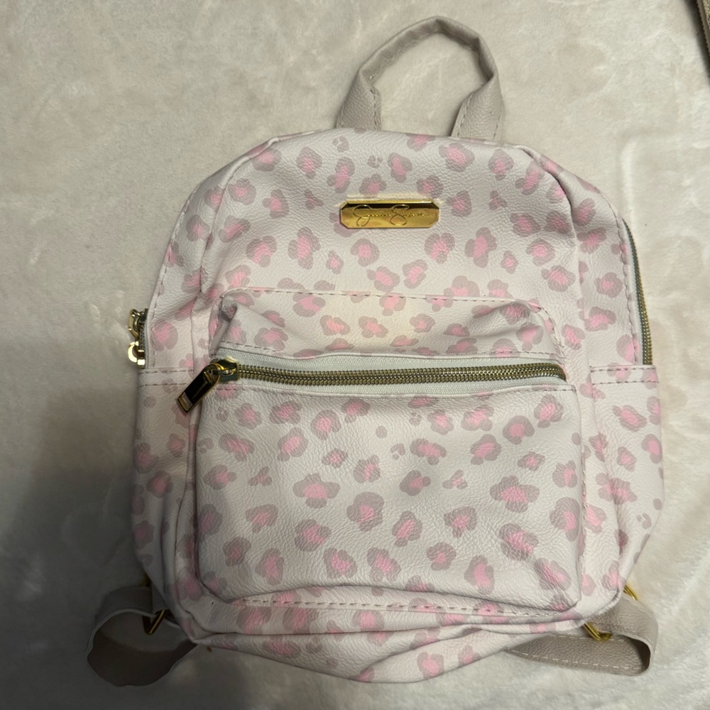 Jessica Simpson Pink and White Patterned Backpack